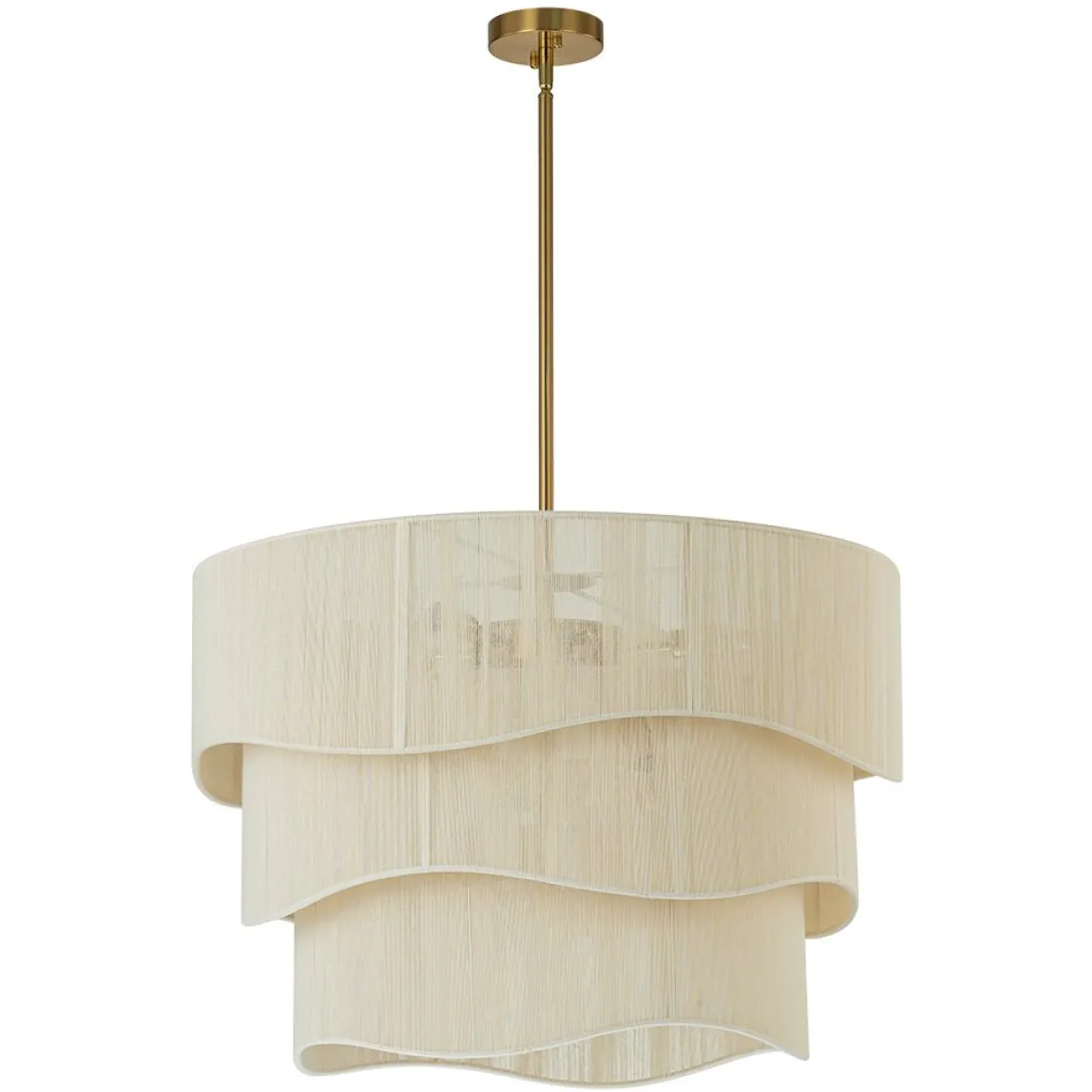 3-Tier Beige Woven Thread Drum Pendant Light