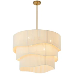 3-Tier Beige Woven Thread Drum Pendant Light