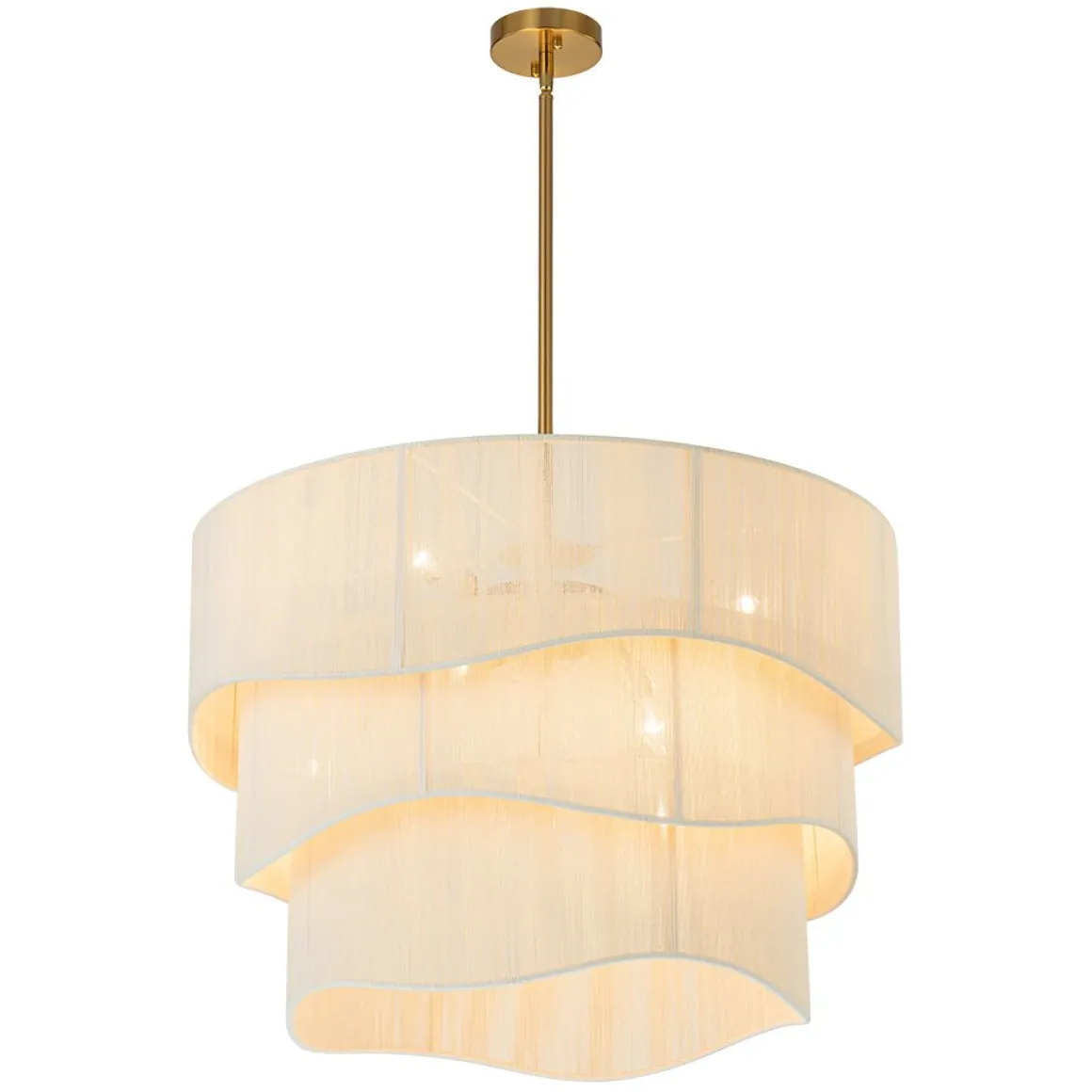 3-Tier Beige Woven Thread Drum Pendant Light
