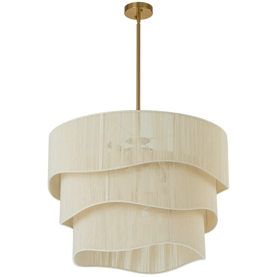 3-Tier Beige Woven Thread Drum Pendant Light