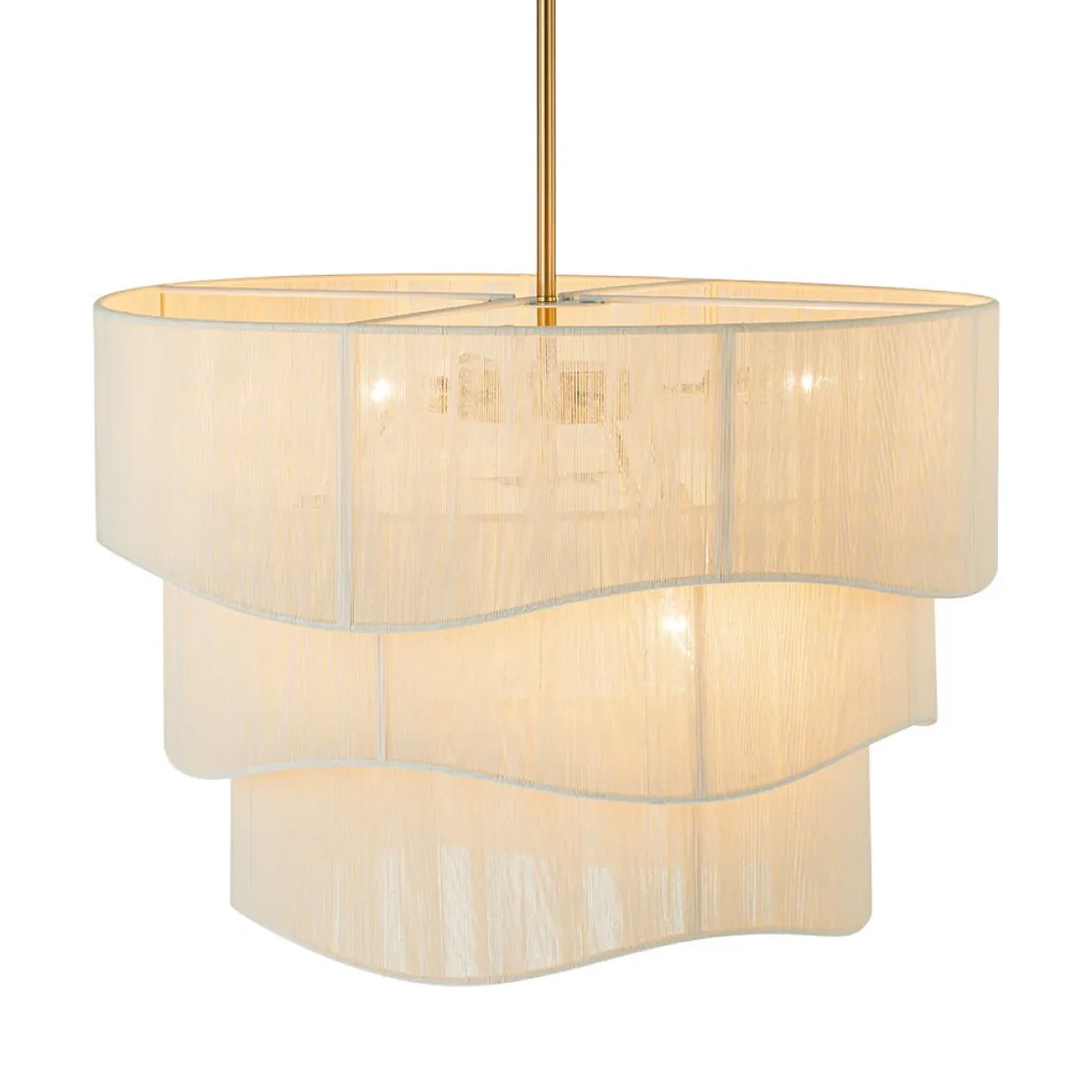3-Tier Beige Woven Thread Drum Pendant Light
