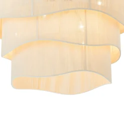 3-Tier Beige Woven Thread Drum Pendant Light