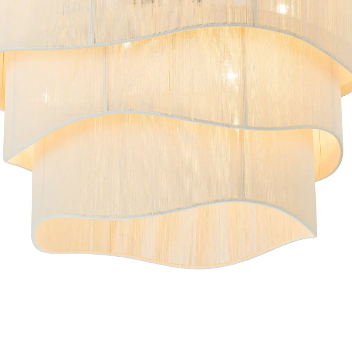 3-Tier Beige Woven Thread Drum Pendant Light