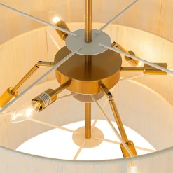3-Tier Beige Woven Thread Drum Pendant Light