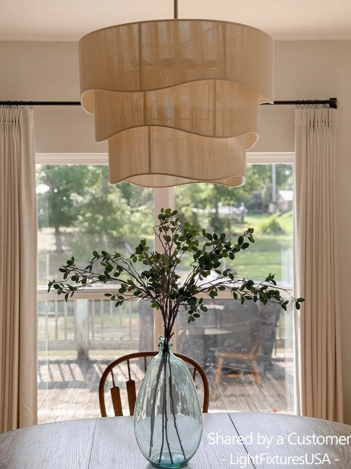 3-Tier Beige Woven Thread Drum Pendant Light
