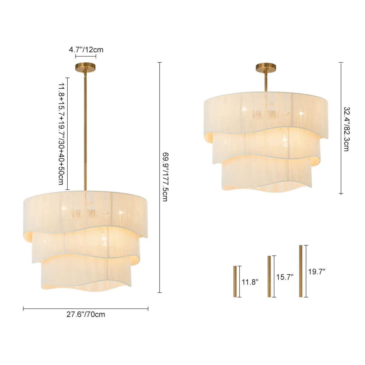 3-Tier Beige Woven Thread Drum Pendant Light