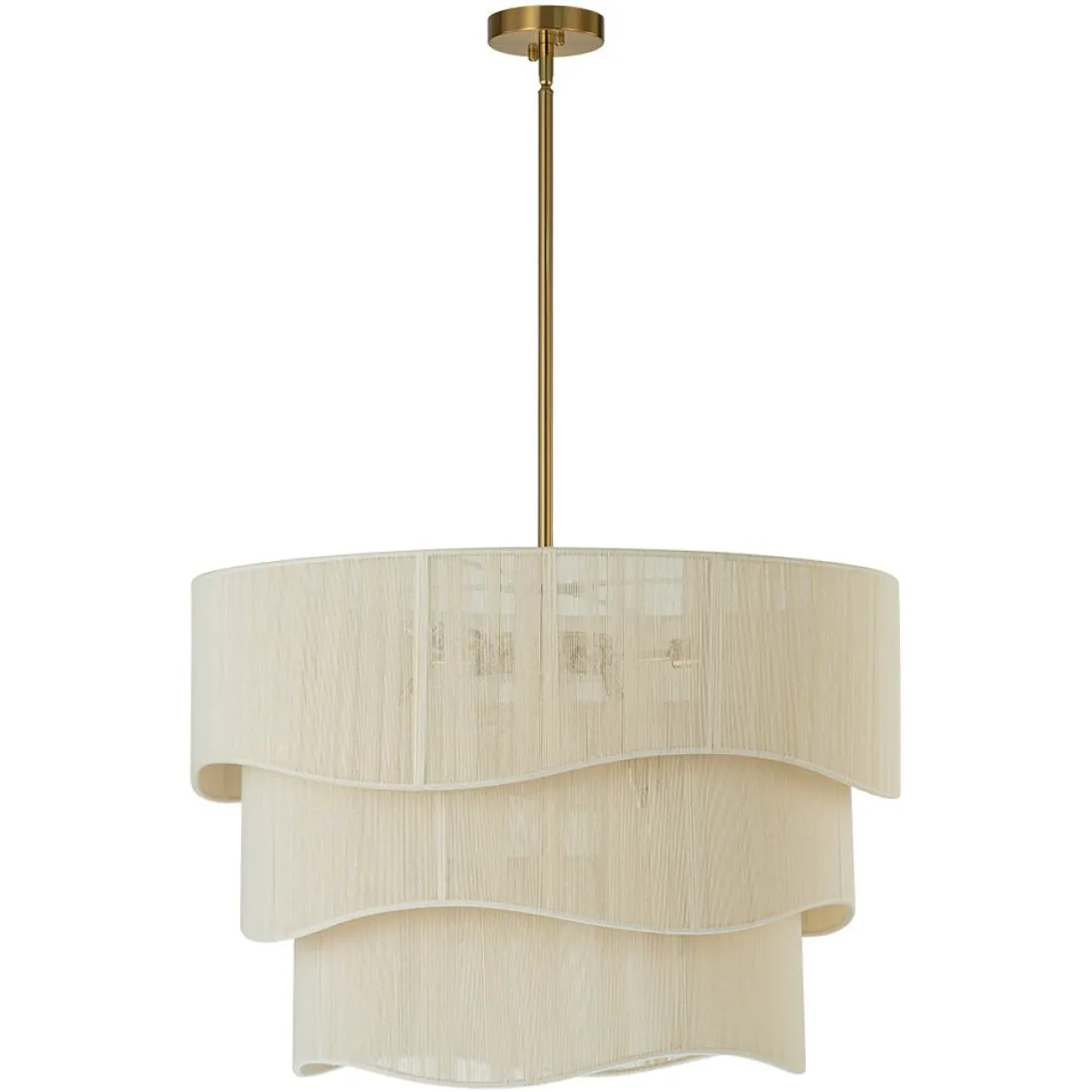 3-Tier Beige Woven Thread Drum Pendant Light