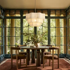 3-Tier Beige Woven Thread Round Cage Pendant Light