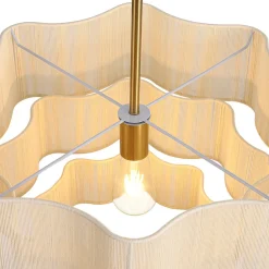 3-Tier Beige Woven Thread Round Cage Pendant Light