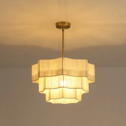 3-Tier Beige Woven Thread Round Cage Pendant Light