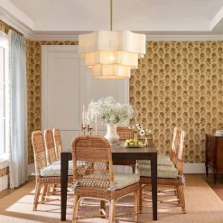 3-Tier Beige Woven Thread Round Cage Pendant Light