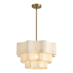 3-Tier Beige Woven Thread Round Cage Pendant Light