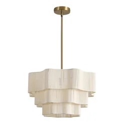 3-Tier Beige Woven Thread Round Cage Pendant Light