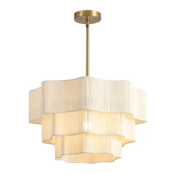3-Tier Beige Woven Thread Round Cage Pendant Light