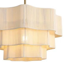 3-Tier Beige Woven Thread Round Cage Pendant Light