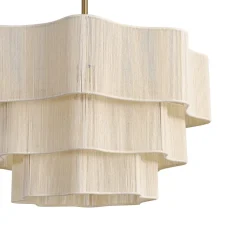 3-Tier Beige Woven Thread Round Cage Pendant Light