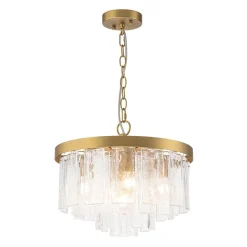 Tiered Hammered Water Glass Round Semi Flush Mount