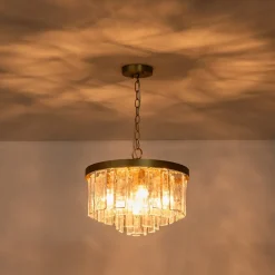 Tiered Hammered Water Glass Round Semi Flush Mount