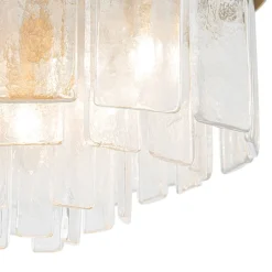 Tiered Hammered Water Glass Round Semi Flush Mount