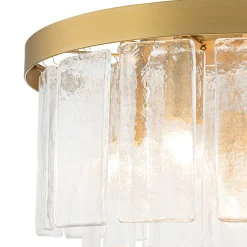 Tiered Hammered Water Glass Round Semi Flush Mount