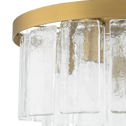 Tiered Hammered Water Glass Round Semi Flush Mount