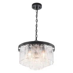 Tiered Hammered Water Glass Round Semi Flush Mount