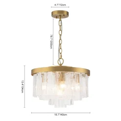 Tiered Hammered Water Glass Round Semi Flush Mount