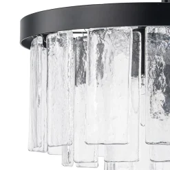 Tiered Hammered Water Glass Round Semi Flush Mount