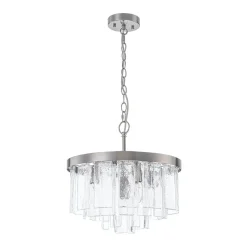 Tiered Hammered Water Glass Round Semi Flush Mount