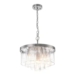 Tiered Hammered Water Glass Round Semi Flush Mount