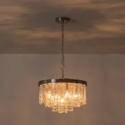 Tiered Hammered Water Glass Round Semi Flush Mount