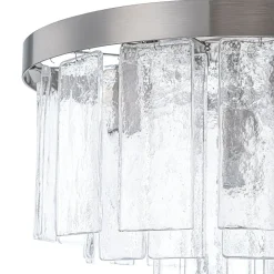 Tiered Hammered Water Glass Round Semi Flush Mount