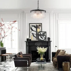 Tiered Hammered Water Glass Round Semi Flush Mount