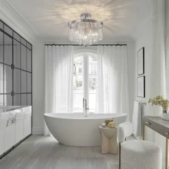 Tiered Hammered Water Glass Round Semi Flush Mount