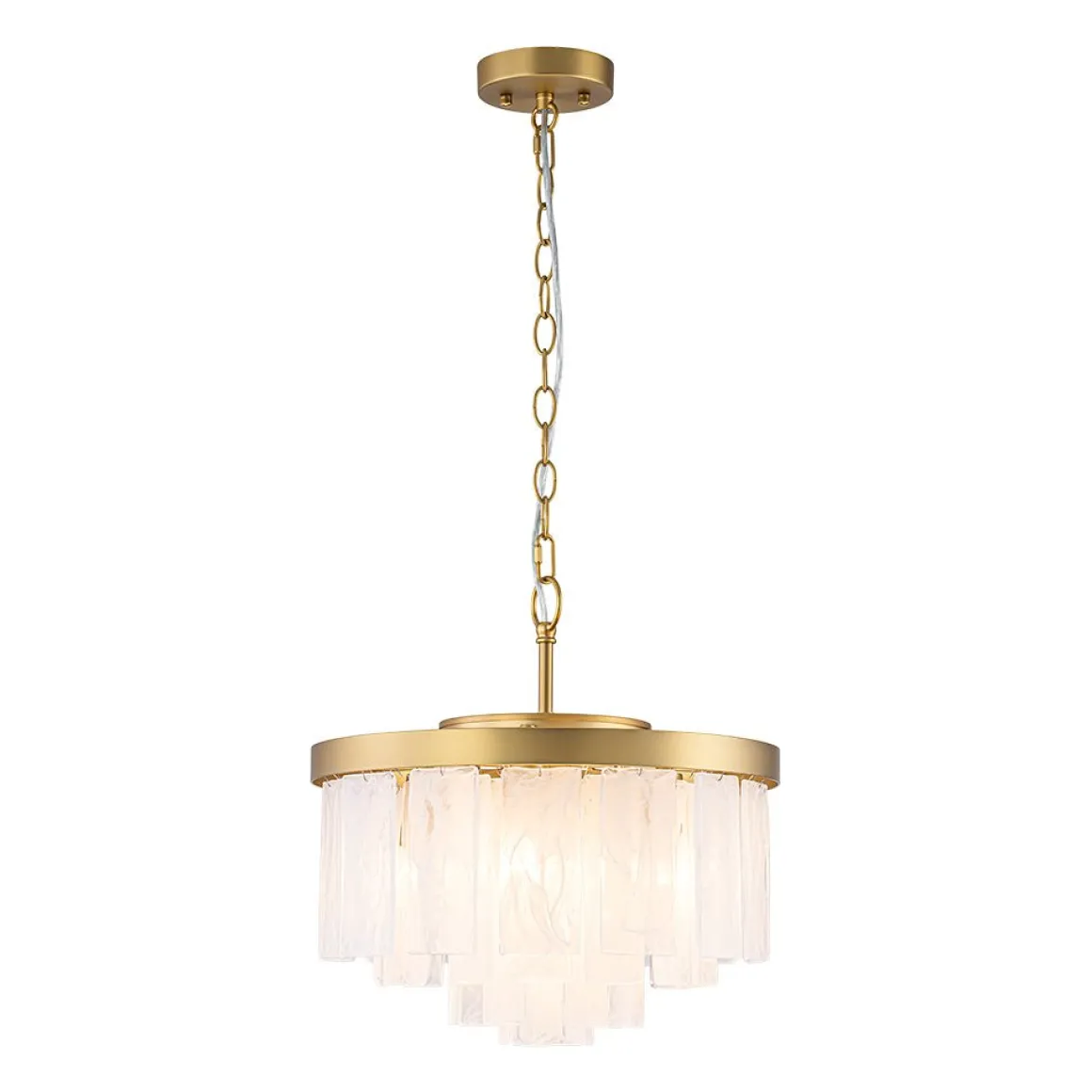 Tiered Opal Swirl Glass Round Semi Flush Mount Chandelier