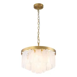 Tiered Opal Swirl Glass Round Semi Flush Mount Chandelier