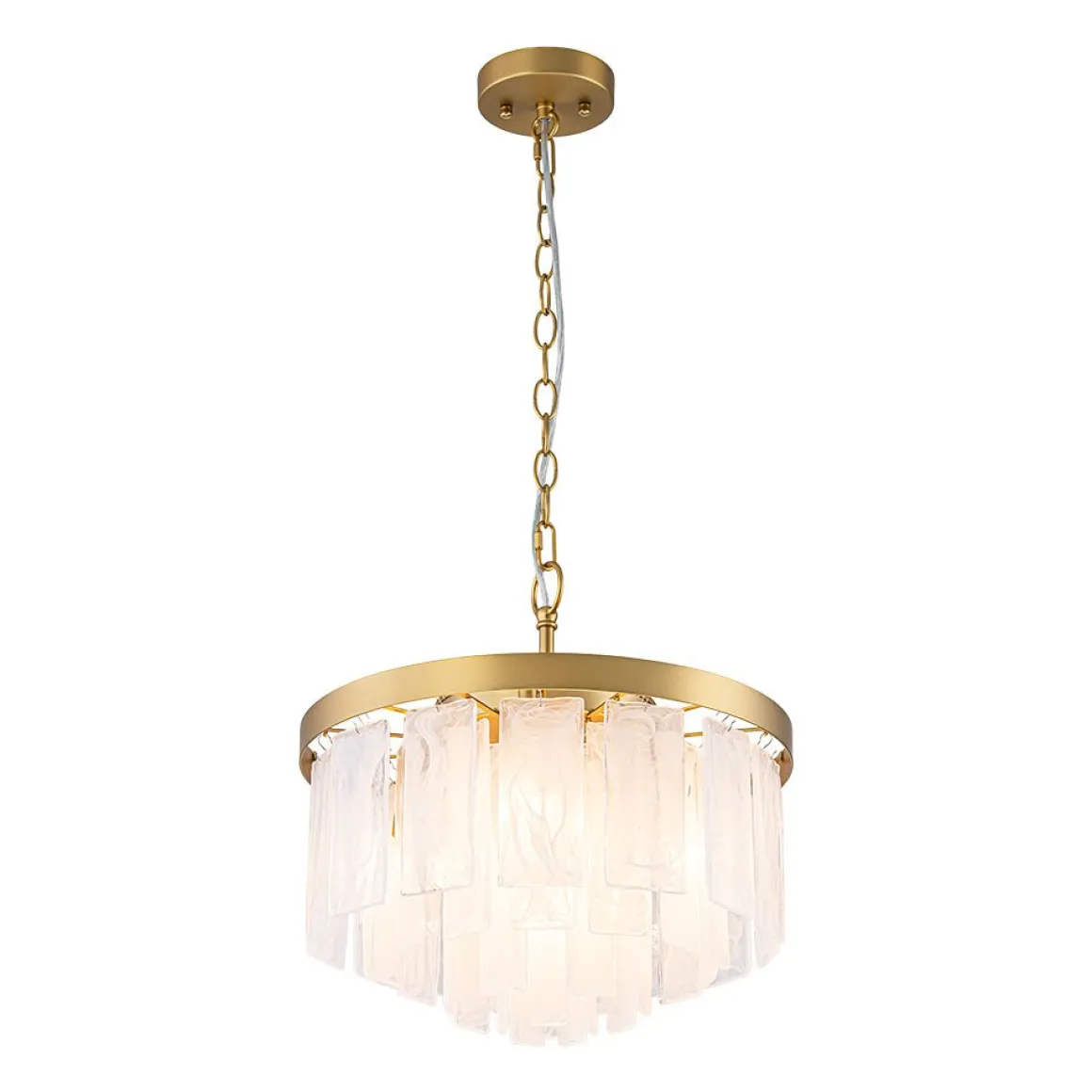 Tiered Opal Swirl Glass Round Semi Flush Mount Chandelier