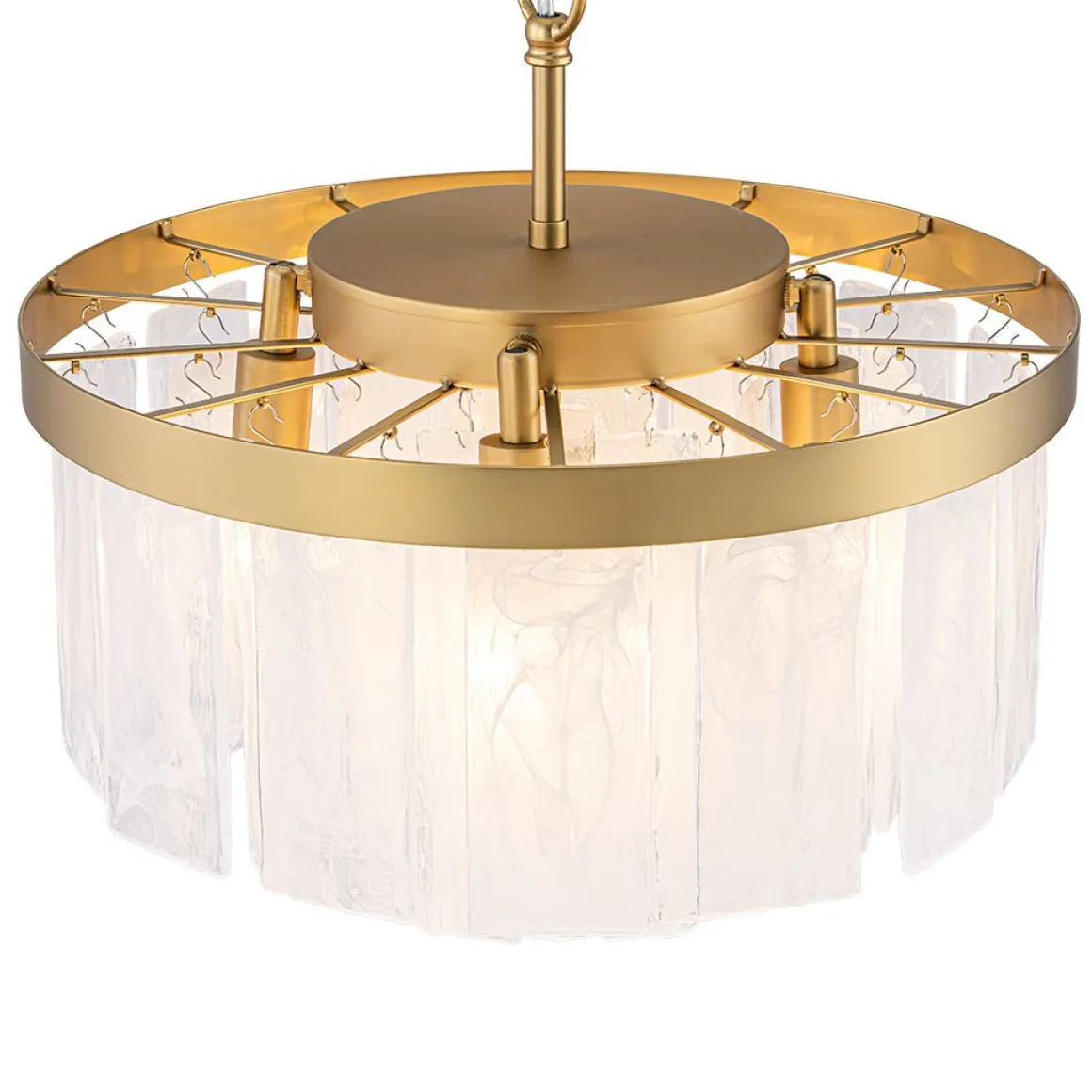 Tiered Opal Swirl Glass Round Semi Flush Mount Chandelier