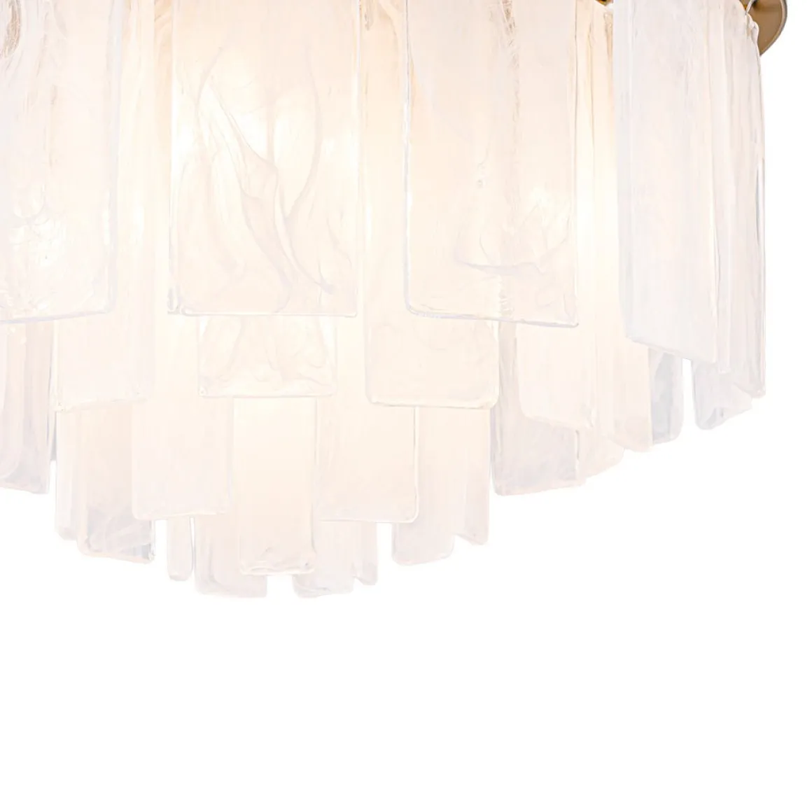 Tiered Opal Swirl Glass Round Semi Flush Mount Chandelier
