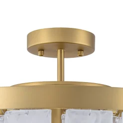 Tiered Opal Swirl Glass Round Semi Flush Mount Chandelier