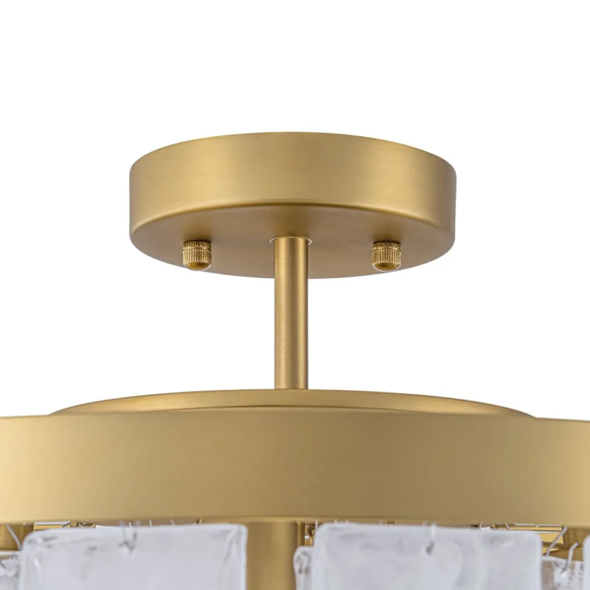 Tiered Opal Swirl Glass Round Semi Flush Mount Chandelier
