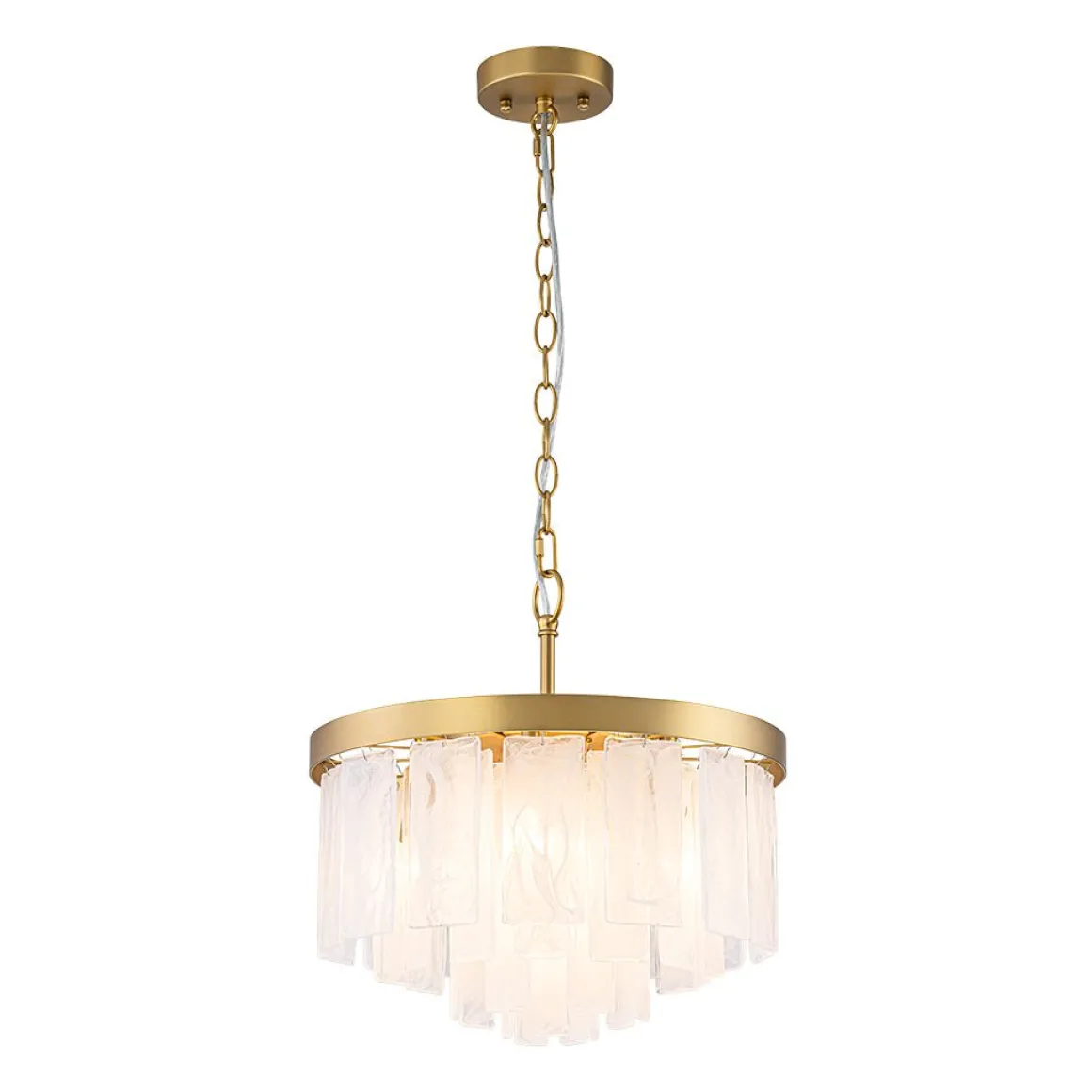 Tiered Opal Swirl Glass Round Semi Flush Mount Chandelier