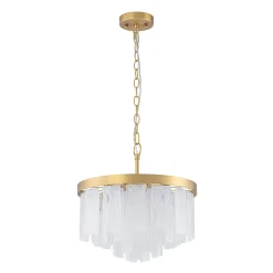 Tiered Opal Swirl Glass Round Semi Flush Mount Chandelier