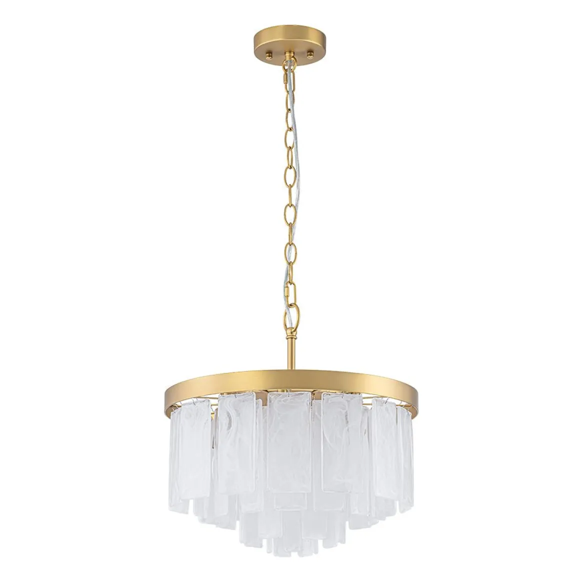 Tiered Opal Swirl Glass Round Semi Flush Mount Chandelier