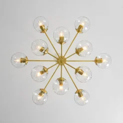 Tiered Ribbed Glass Globe Round Sputnik Chandelier