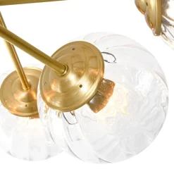 Tiered Ribbed Glass Globe Round Sputnik Chandelier