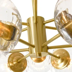 Tiered Ribbed Glass Globe Round Sputnik Chandelier