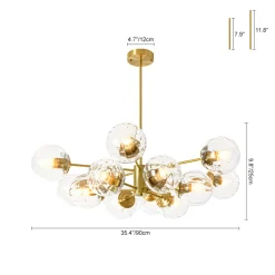 Tiered Ribbed Glass Globe Round Sputnik Chandelier