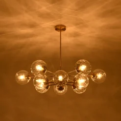 Tiered Ribbed Glass Globe Round Sputnik Chandelier