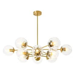 Tiered Ribbed Glass Globe Round Sputnik Chandelier